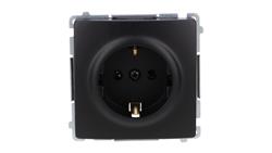 Simon Basic Gniazdo wtyczkowe z uziemieniem Schuko (moduł) z przesłonami torów prądowych, zaciski śrubowe czarny BMGSZ1Z.01/49-4