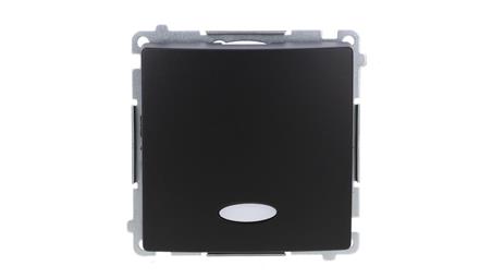 Simon Basic Łącznik jednobiegunowy z podświetleniem LED (moduł) 10AX, 250V, szybkozłącza, czarny BMW1L.01/49-31201
