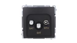 Simon Basic Gniazdo antenowe satelitarne podwójne końcowe SAT-SAT-RTV, (moduł). czarny BMZAR+SAT3.1-P2.01/49-196