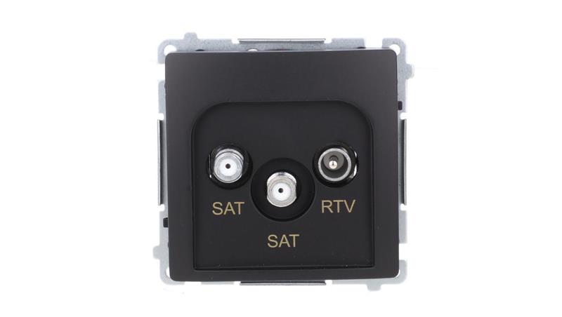 Simon Basic Gniazdo antenowe satelitarne podwójne końcowe SAT-SAT-RTV, (moduł). czarny BMZAR+SAT3.1-P2.01/49-196