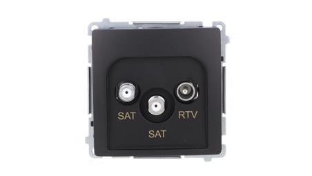 Simon Basic Gniazdo antenowe satelitarne podwójne końcowe SAT-SAT-RTV, (moduł). czarny BMZAR+SAT3.1-P2.01/49-196