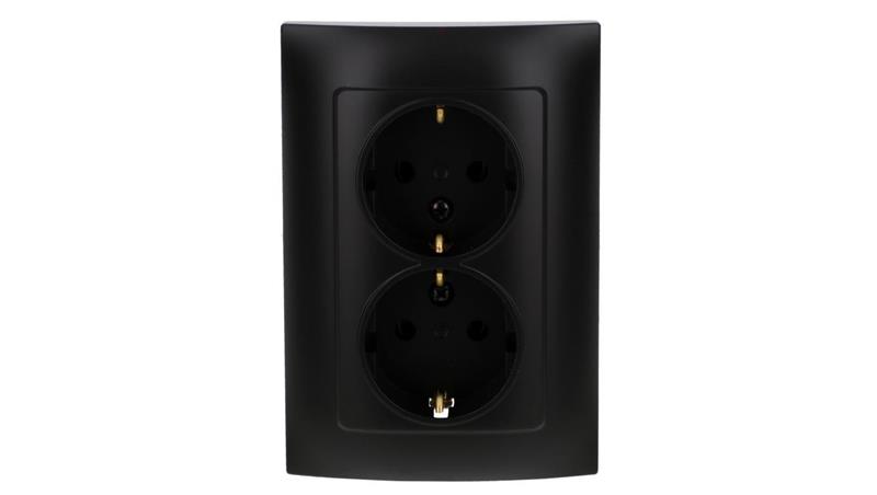Simon 10 Gniazdo wtyczkowe Schuko podwójne 16A, 250V, zaciski śrubowe czarny mat CGSZ2/49-43139 Simon 10 Gniazdo wtyczkowe Schuko podwójne 16A, 250V, zaciski śrubowe czarny mat CGSZ2/49-43139