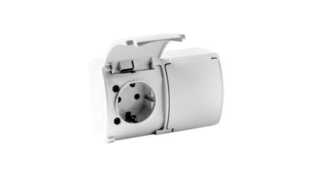 Gniazdo podwójne schuko natynkowe IP44 białe182-01 DV 6444-40871