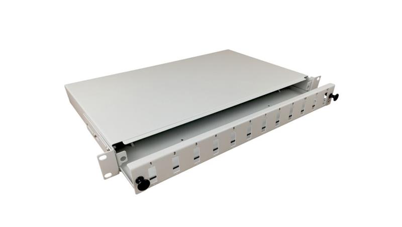 Przełącznica światłowodowa 12xSC duplex 19 1U z płytą czołową, wysuwalna FOP-1U-12SCD-S-73641