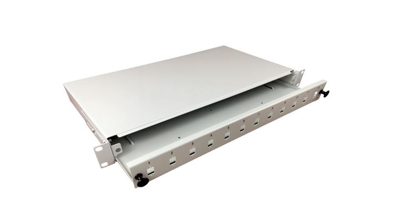 Przełącznica światłowodowa 12xSC simplex / 12xLC duplex 19 1U z płytą czołową FOP-1U-12SCS-S-73410