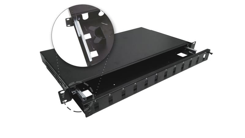 Przełącznica światłowodowa teleskopowa 12xSC duplex 19 1U, wysuwalna FOP-1U-12SCD-C-P-73640