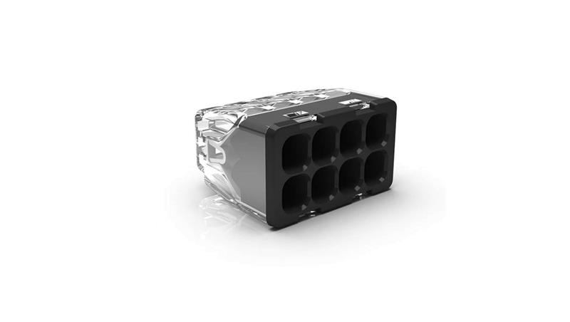 Szybkozłączka samozaciskowa bezgwintowa MINI do drutów (0,2 do 2,5 mm2), 8 torów, PC218S transparentna 89244000 /50 szt./-80581