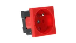 Gniazdo elektryczne 45x45 z kluczem, czerwone - 2P+Z PZ01-43236