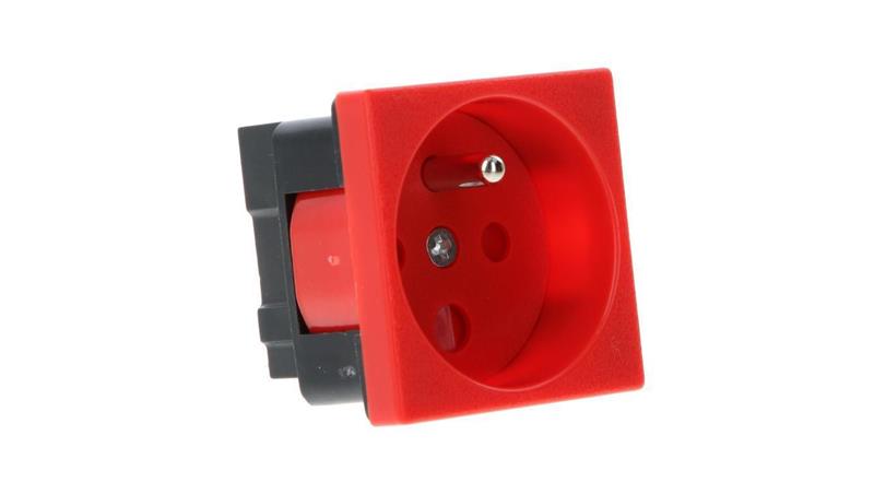 Gniazdo elektryczne 45x45 z kluczem, czerwone - 2P+Z PZ01-43236