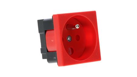 Gniazdo elektryczne 45x45 z kluczem, czerwone - 2P+Z PZ01-43236