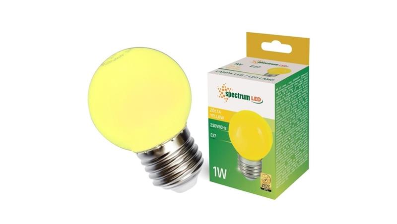 Żarówka LED E27 230V 1W kula żółta PC-48074 Żarówka LED E27 230V 1W kula żółta PC-48074