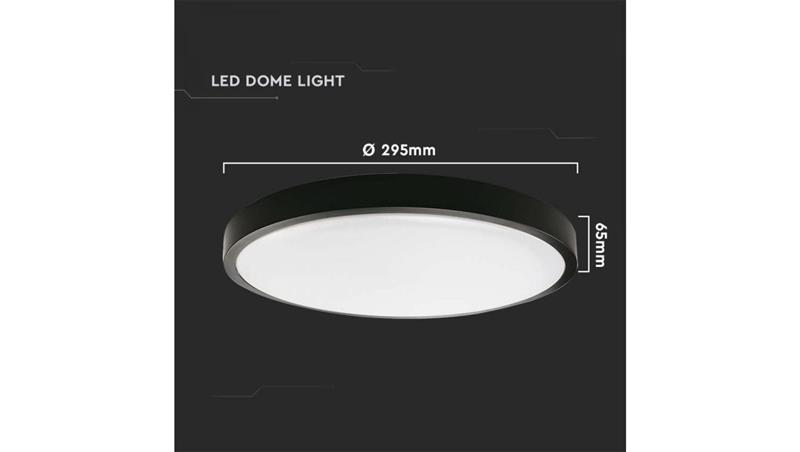 Plafoniera LED 24W 2400lm 4000K IP44 Okrągła fi295 Mleczny Czarna Ramka z mikrofalowym czujnikiem ruchu 7670-57428