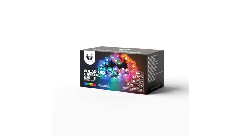 Łańcuch świetlny Solarny LED PRZEZROCZYSTE KULKI SCB61 6,5m 30 kulek kolorowy Forever Light RTV100188-51772