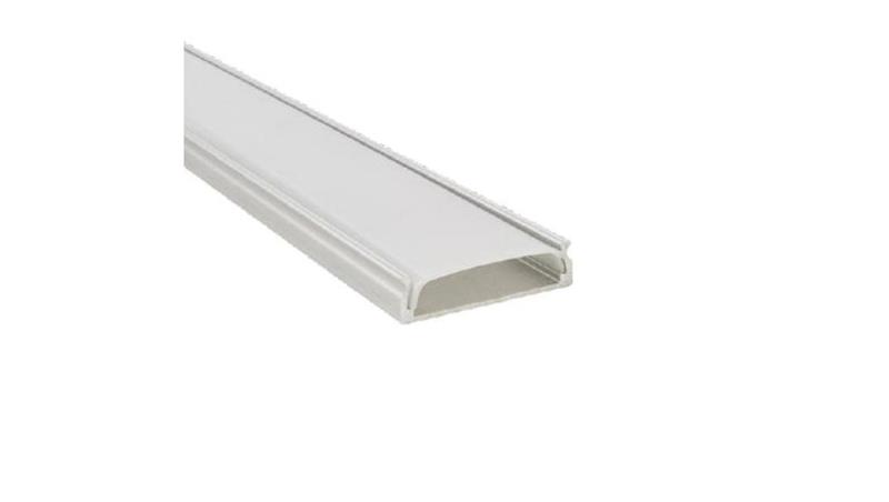 Profil LED natynkowy anod. aluminium 2m z kloszem, zaślepkami i uchwytami, dla taśm do 20mm-55787