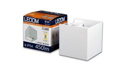 LEDOM Kinkiet zewnętrzny LED aluminium 2x3W 4000K IP54 biały CUBE. 3 lata gwar.-59684