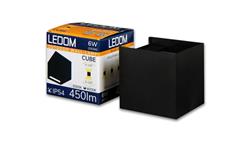 LEDOM Kinkiet zewnętrzny LED aluminium 2x3W 4000K IP54 czarny CUBE. 3 lata gwar.-59685