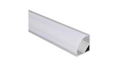 Profil LED kątowy anod. aluminium 2m z kloszem, zaślepkami i uchwytami, dla taśm do 10mm-55788