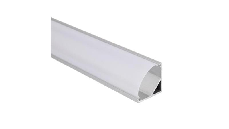 Profil LED kątowy anod. aluminium 2m z kloszem, zaślepkami i uchwytami, dla taśm do 10mm-55788
