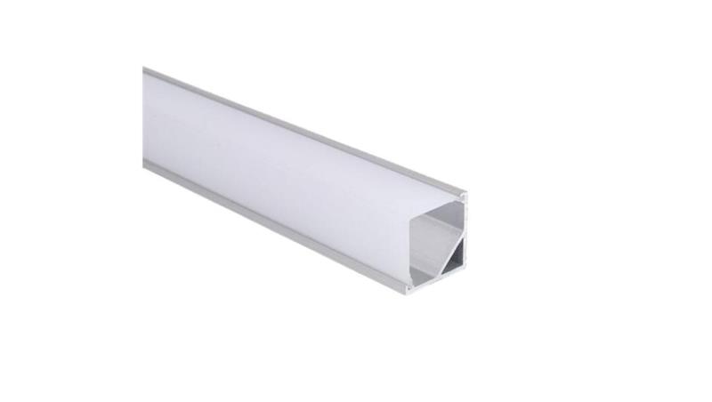 Profil LED kątowy kwadrat anod. aluminium 2m z kloszem, zaślepkami i uchwytami, dla taśm do 10mm-55789
