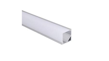 Profil LED kątowy kwadrat anod. aluminium 2m z kloszem, zaślepkami i uchwytami, dla taśm do 10mm-55789