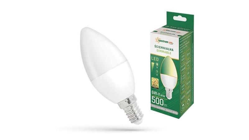 Żarówka LED E14 230V 6W świecowa 500lm DIMMABLE neutralna biała 75.9009-47555