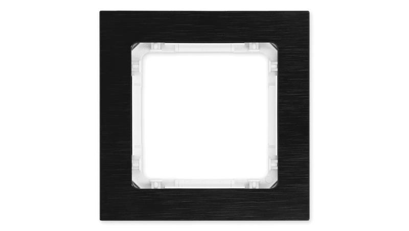 DECO Ramka uniwersalna pojedyncza - aluminium szczotkowane (ramka: czarna spód: biały) 12-0-DRA-1-38655