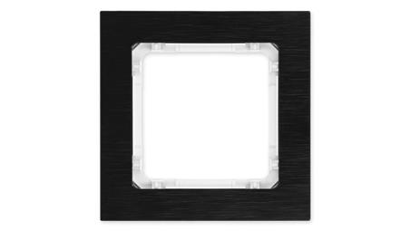 DECO Ramka uniwersalna pojedyncza - aluminium szczotkowane (ramka: czarna spód: biały) 12-0-DRA-1-38655
