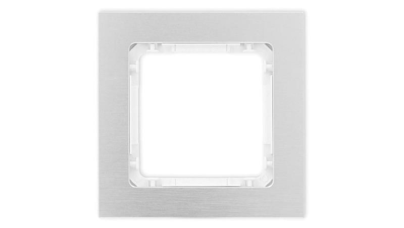 DECO Ramka uniwersalna pojedyncza - aluminium szczotkowane (ramka: srebrna spód: biały) 7-0-DRA-1-37290 DECO Ramka uniwersalna pojedyncza - aluminium szczotkowane (ramka: srebrna spód: biały) 7-0-DRA-1-37290