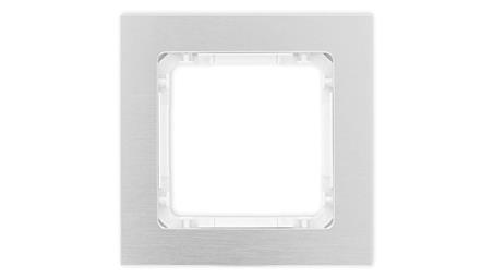 DECO Ramka uniwersalna pojedyncza - aluminium szczotkowane (ramka: srebrna spód: biały) 7-0-DRA-1-37290