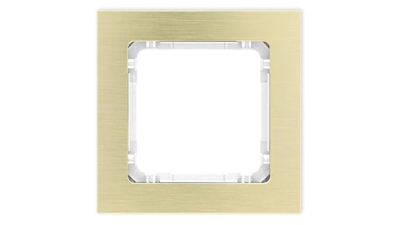 DECO Ramka uniwersalna pojedyncza - aluminium szczotkowane (ramka: kolor mosiężny spód: biały) 8-0-DRA-1-37079