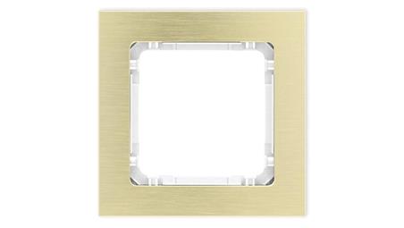 DECO Ramka uniwersalna pojedyncza - aluminium szczotkowane (ramka: kolor mosiężny spód: biały) 8-0-DRA-1-37079