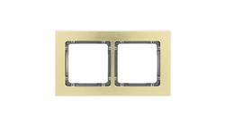 DECO Ramka uniwersalna podwójna - aluminium szczotkowane (ramka: kolor mosiężny spód: grafitowy) 8-11-DRA-2-38679