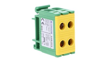 Złączka szynowa 2-torowa ZJUN-2x16 PE żółto-zielona R34RR-07020001943-64717