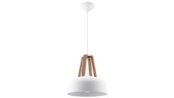 Lampa wisząca CASCO biała/naturalne drewno-56657
