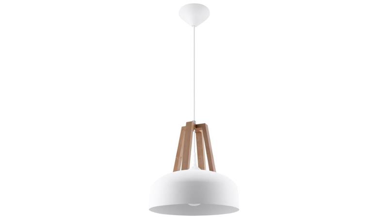 Lampa wisząca CASCO biała/naturalne drewno-56657