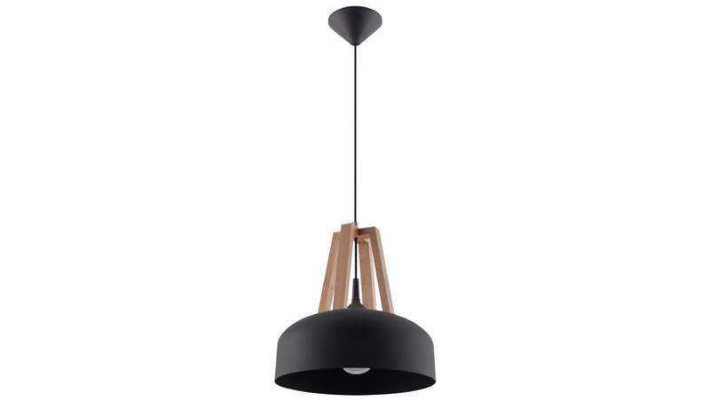 Lampa wisząca CASCO czarna/naturalne drewno-56561