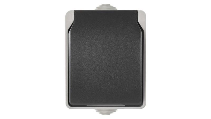 Gniazdo pojedyncze IP54 szaro-czarne EMOS A1397-44760
