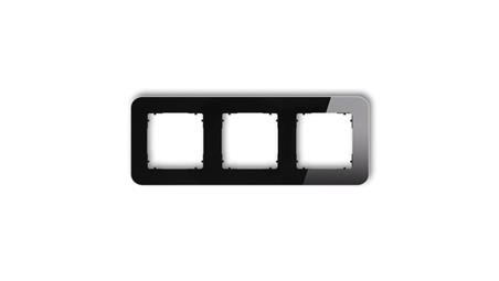ICON Ramka uniwersalna potrójna zaokrąglona - efekt szkła (ramka: czarna spód: czarny) 12-12-IRSZ-3-37085