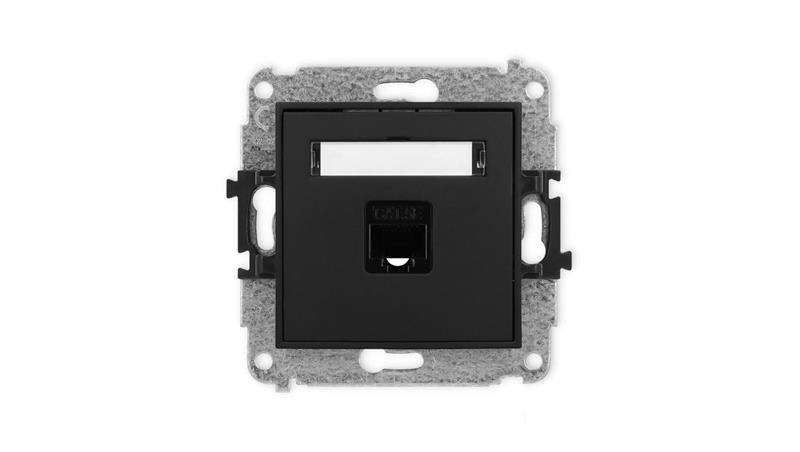ICON Mechanizm gniazda komputerowego pojedynczego 1xRJ45, kat. 5e, 8-stykowy czarny mat 12IGK-1-34185 ICON Mechanizm gniazda komputerowego pojedynczego 1xRJ45, kat. 5e, 8-stykowy czarny mat 12IGK-1-34185