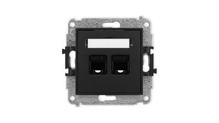 ICON Mechanizm gniazda komputerowego podwójnego 2xRJ45, kat. 5e, 8-stykowy czarny mat 12IGK-2-35372