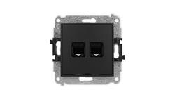 ICON Mechanizm gniazda komputerowego podwójnego 2xRJ45, kat. 5e, 8-stykowy, bez pola opisowego czarny mat 12IGKBO-2-35353