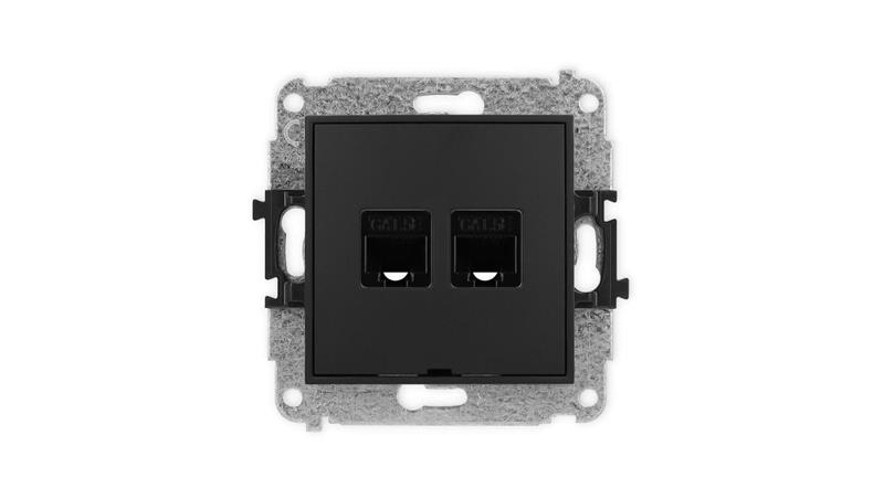 ICON Mechanizm gniazda komputerowego podwójnego 2xRJ45, kat. 5e, 8-stykowy, bez pola opisowego czarny mat 12IGKBO-2-35353 ICON Mechanizm gniazda komputerowego podwójnego 2xRJ45, kat. 5e, 8-stykowy, bez pola opisowego czarny mat 12IGKBO-2-35353