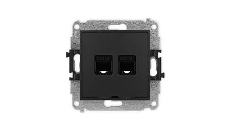 ICON Mechanizm gniazda komputerowego podwójnego 2xRJ45, kat. 5e, 8-stykowy, bez pola opisowego czarny mat 12IGKBO-2-35353