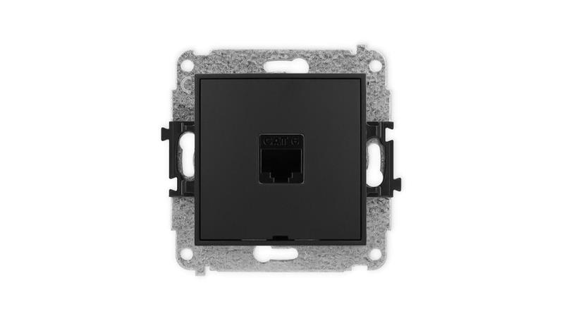 ICON Mechanizm gniazda komputerowego pojedynczego 1xRJ45, kat. 6, 8-stykowy, bez pola opisowego czarny mat 12IGKBO-3-34184