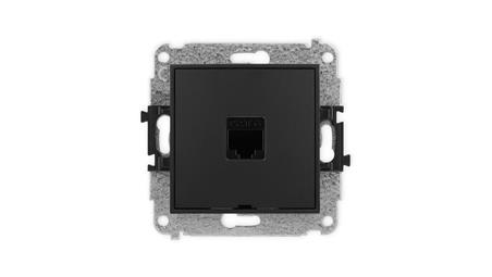 ICON Mechanizm gniazda komputerowego pojedynczego 1xRJ45, kat. 6, 8-stykowy, bez pola opisowego czarny mat 12IGKBO-3-34184