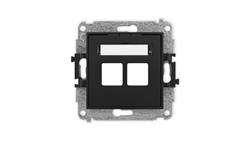 ICON Mechanizm gniazda multimedialnego podwójnego bez modułu (standard Keystone) czarny mat 12IGM-2P-39457