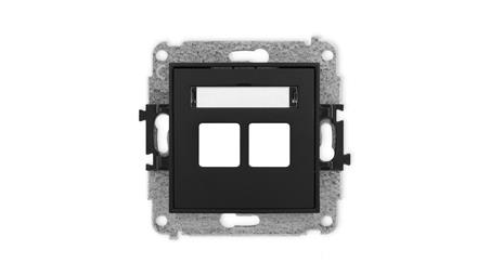 ICON Mechanizm gniazda multimedialnego podwójnego bez modułu (standard Keystone) czarny mat 12IGM-2P-39457