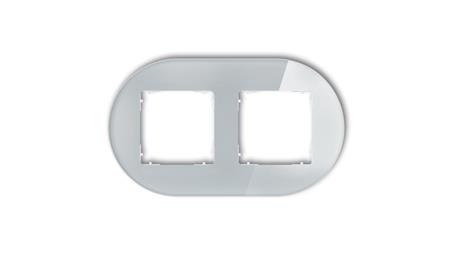 ICON Ramka uniwersalna podwójna okrągła - efekt szkła (ramka: szara spód: biały) 15-0-IRSO-2-37314