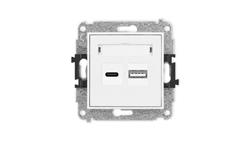 ICON Mechanizm ładowarki USB podwójnej USB C + USB A, 20W max. biały mat 25ICUSB-8-45480