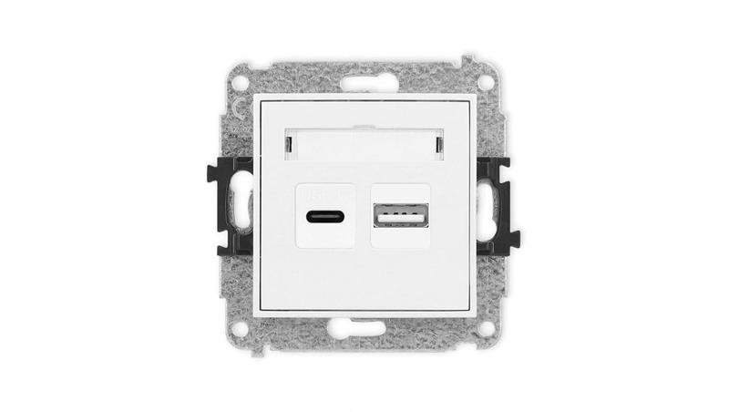 ICON Mechanizm ładowarki USB podwójnej USB C + USB A, 20W max. biały mat 25ICUSB-8-45480 ICON Mechanizm ładowarki USB podwójnej USB C + USB A, 20W max. biały mat 25ICUSB-8-45480